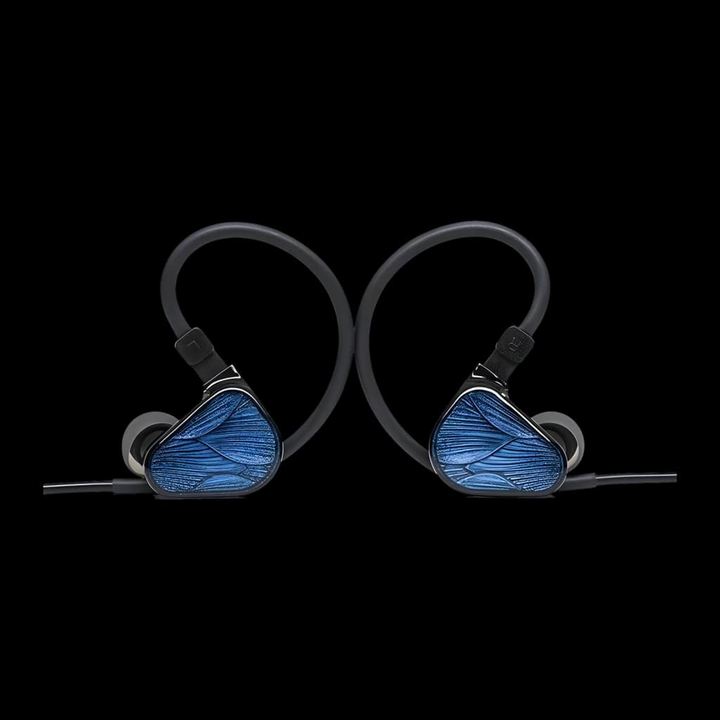 Truthear Zero Blue 2 con micrófono, vista lateral: par de auriculares con cable con guía sobre la oreja