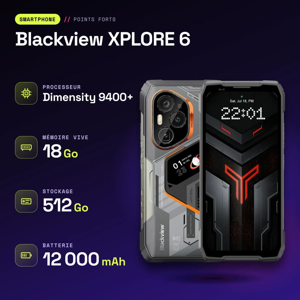 Blackview XPLORE 6 18GB/512GB Preto MIL-STD-810H 12000mAh 120W - características, 512 GB