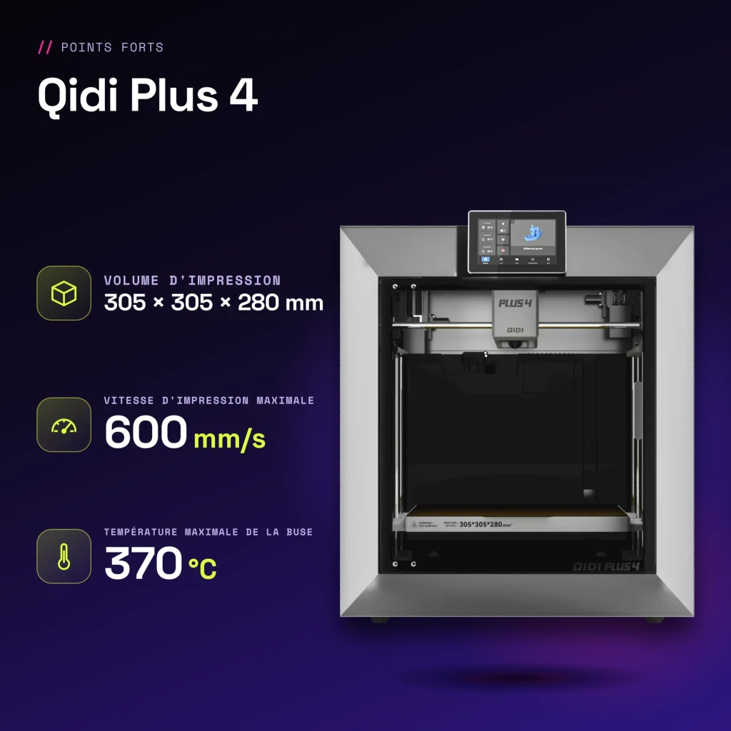 Impresora 3D Qidi Plus 4 FDM 600mm/s - características