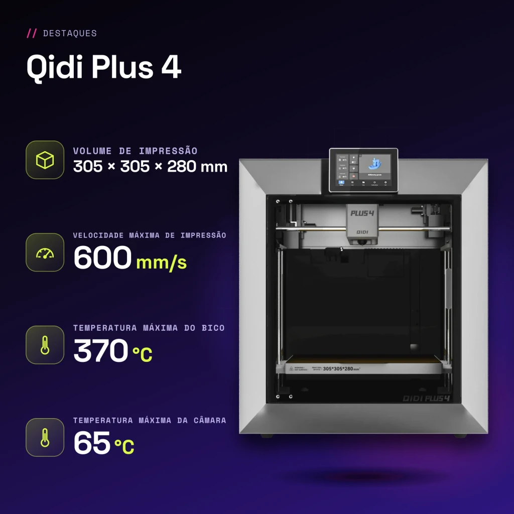 Impresora 3D Qidi Plus 4 FDM 600mm/s - características