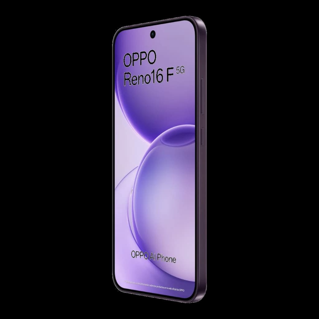 Smartphone OPPO Reno16 FS 5G negro con pantalla AMOLED 6,57 pulgadas 120Hz, cámara principal 50MP, batería 6500mAh y carga 45W; incluye NFC