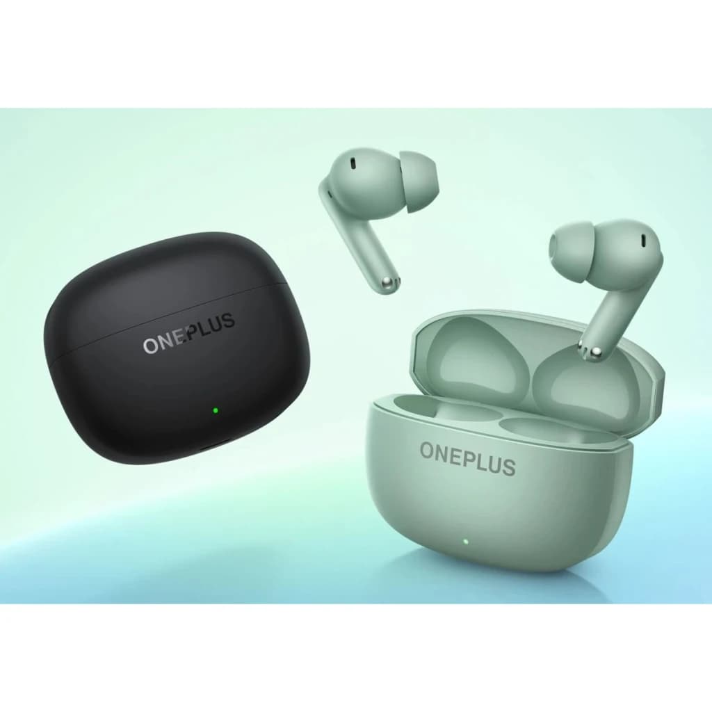 Écouteurs OnePlus Nord Buds 4 Réduction de Bruit TWS Bluetooth 6.1 Vert, comparaison: étui vert ouvert avec écouteurs
