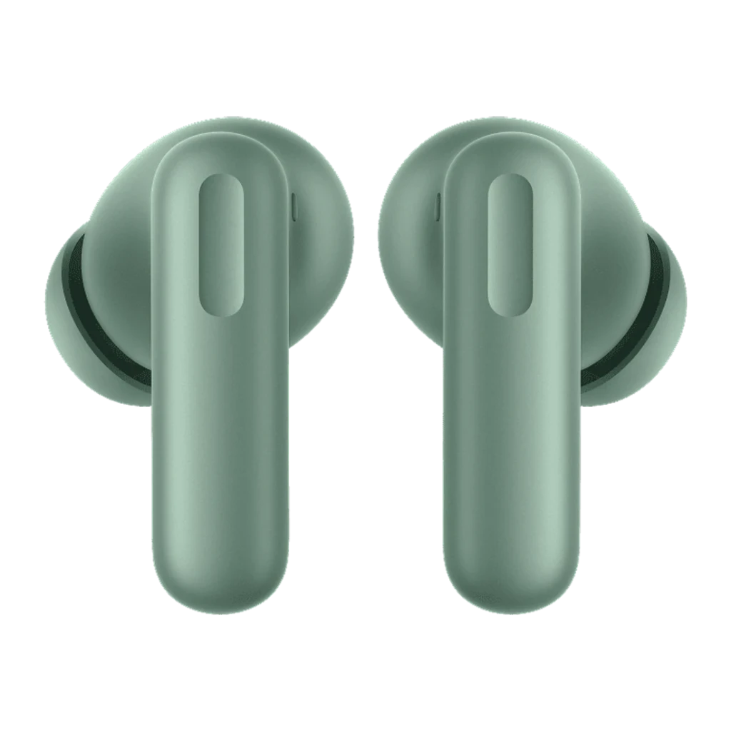 Écouteurs OnePlus Nord Buds 4 Réduction de Bruit TWS Bluetooth 6.1 Vert, vue avant: deux écouteurs verts avec rainure