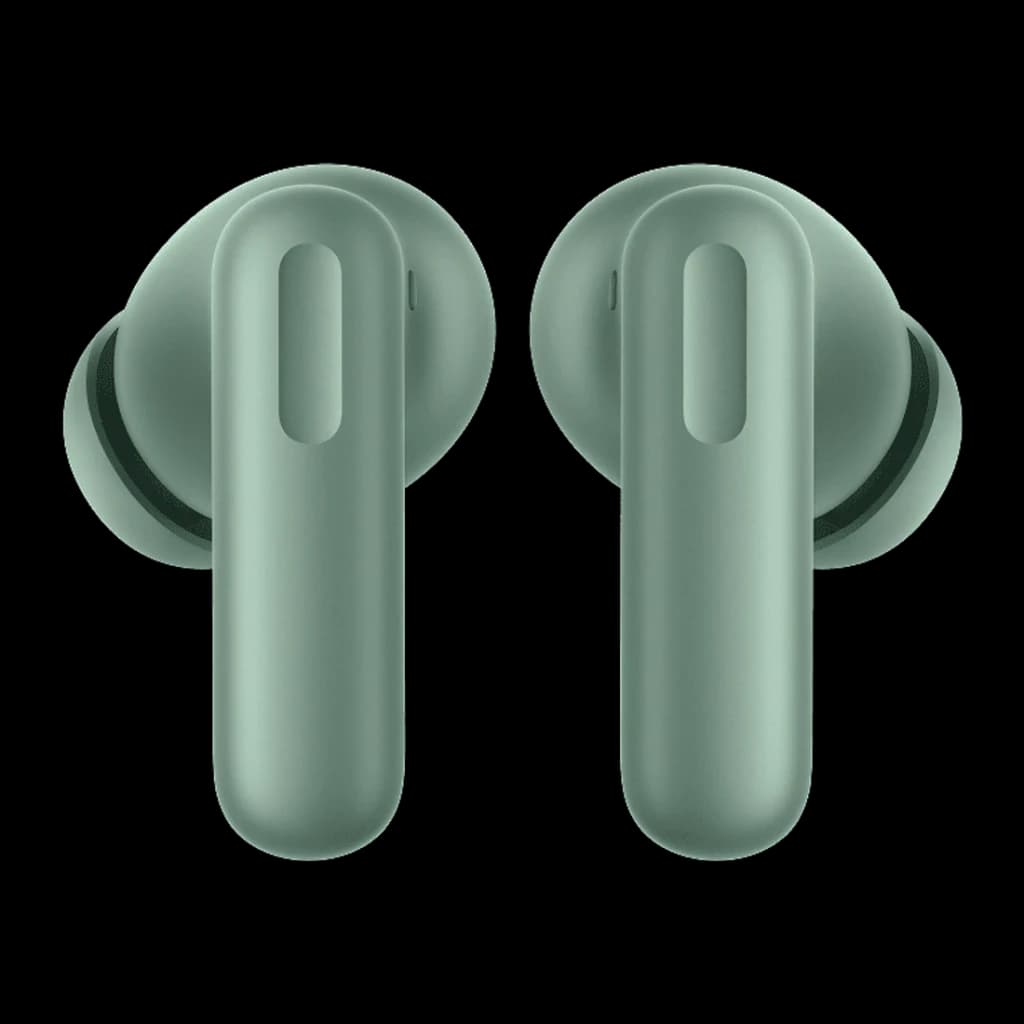 Écouteurs OnePlus Nord Buds 4 Réduction de Bruit TWS Bluetooth 6.1 Vert, vue avant: deux écouteurs verts avec rainure
