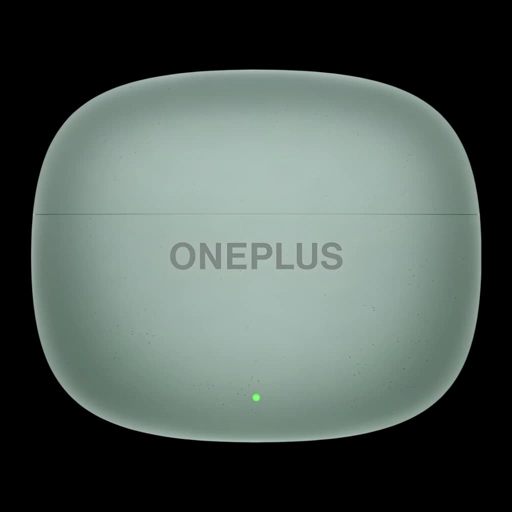 Écouteurs OnePlus Nord Buds 4 Réduction de Bruit TWS Bluetooth 6.1 Vert, vue avant: boîtier fermé avec logo ONEPLUS et LED