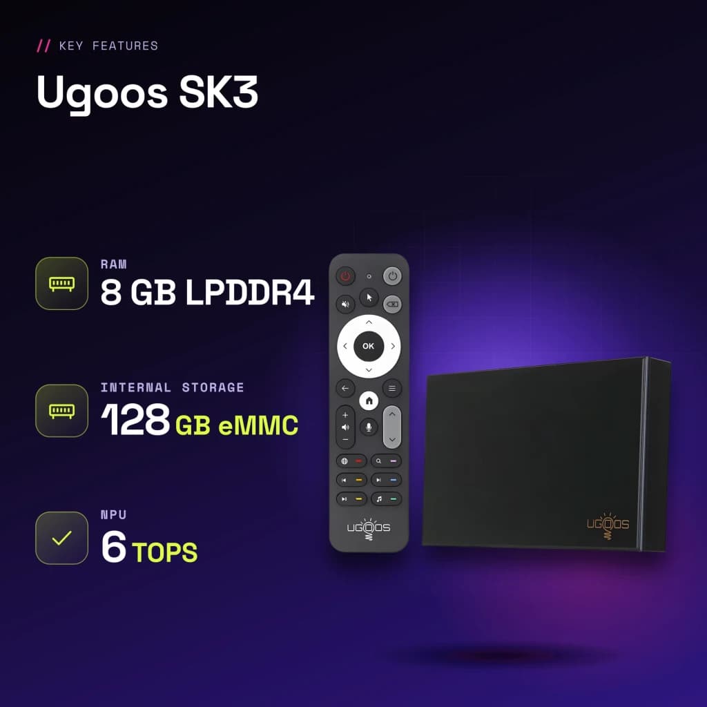 Lecteur Multimédia Ugoos SK3 8Go/128Go 8K WiFi 6 Android 12 - caractéristiques