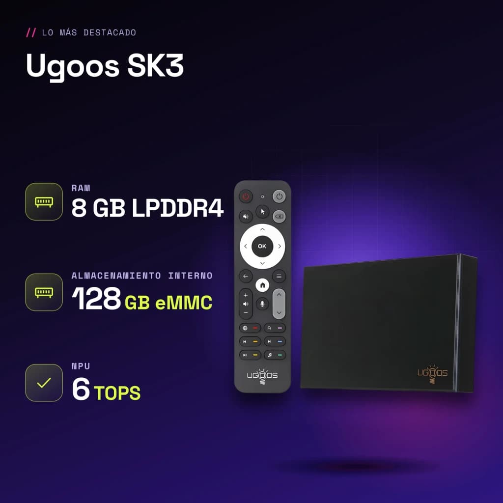 Lecteur Multimédia Ugoos SK3 8Go/128Go 8K WiFi 6 Android 12 - caractéristiques