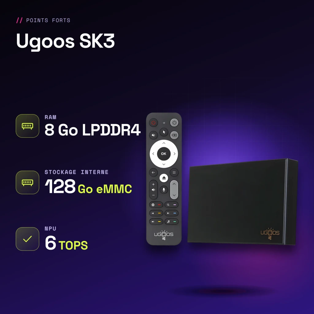 Lecteur Multimédia Ugoos SK3 8Go/128Go 8K WiFi 6 Android 12 - caractéristiques