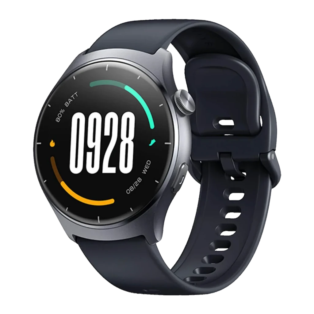 Xiaomi Mibro Watch Lite 3 Preto Chamadas Bluetooth 150 Modos Desportivos Bateria 12 Dias, vista frontal em ângulo: mostrador