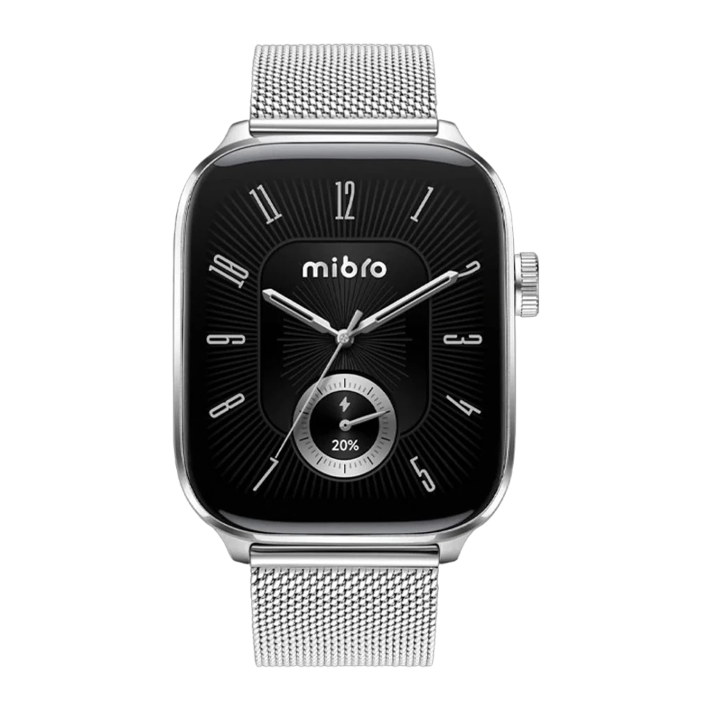 Mibro Watch Fit Plata GPS 5 sistemas Llamadas Bluetooth SpO2, 150+ Modos Deportivos, frontal: esfera analógica negra