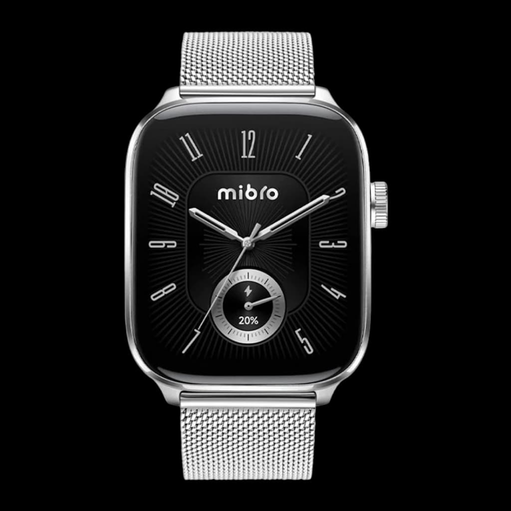 Mibro Watch Fit Plata GPS 5 sistemas Llamadas Bluetooth SpO2, 150+ Modos Deportivos, frontal: esfera analógica negra