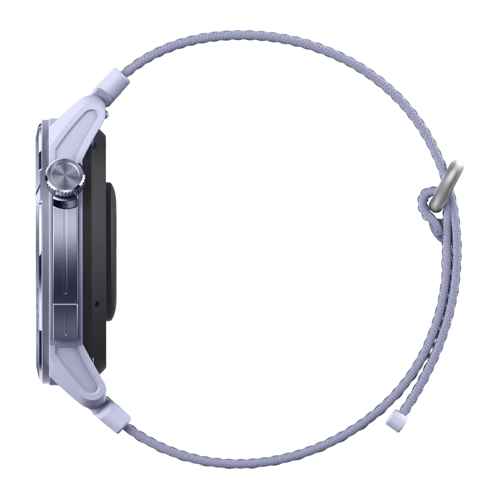 Mibro GS Active 2 GPS Multisystème NFC Appels Bluetooth, profil: couronne rotative métallique, boîtier violet et bracelet