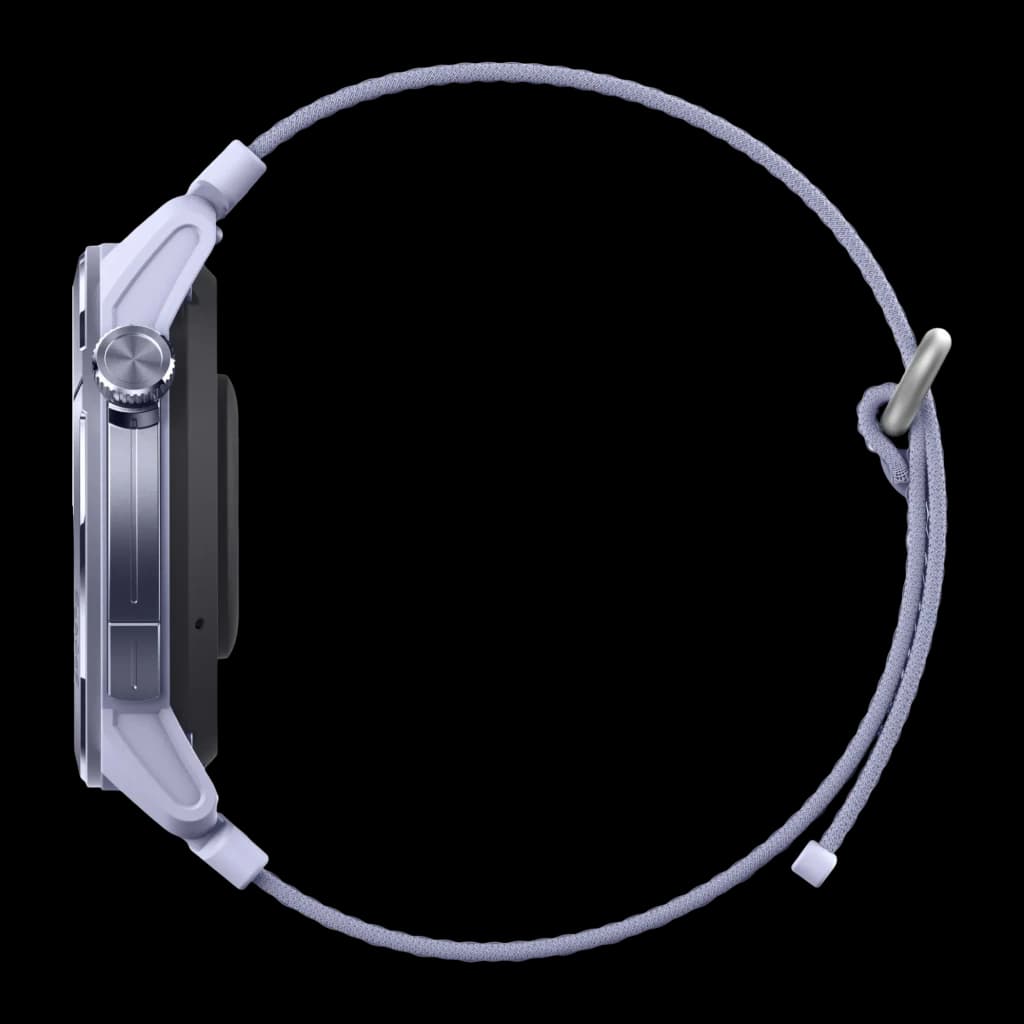 Mibro GS Active 2 GPS Multisystème NFC Appels Bluetooth, profil: couronne rotative métallique, boîtier violet et bracelet