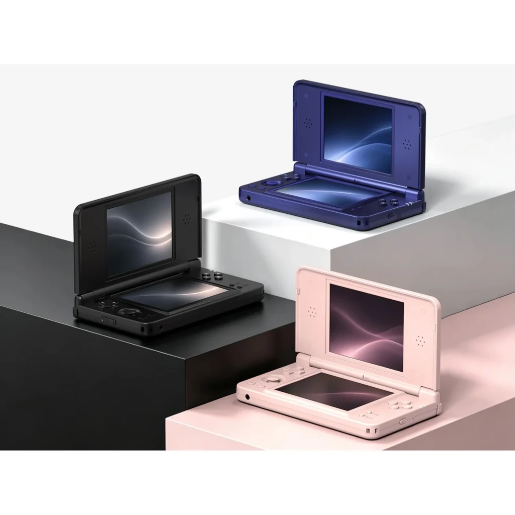 Consola portátil Anbernic RG DS Plus 1GB/16GB Rosa Dual IPS 4,3 pulgadas, comparativa de colores: rosa, negro y azul