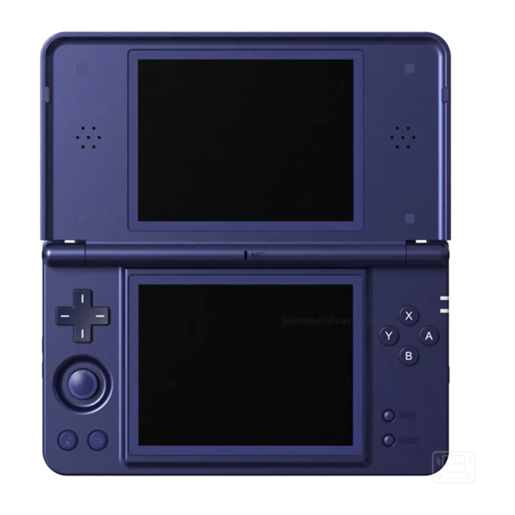 Console portable Anbernic RG DS Plus 16 Go Bleu Double écran 4,3 pouces, face avant: clamshell ouvert, deux écrans, croix