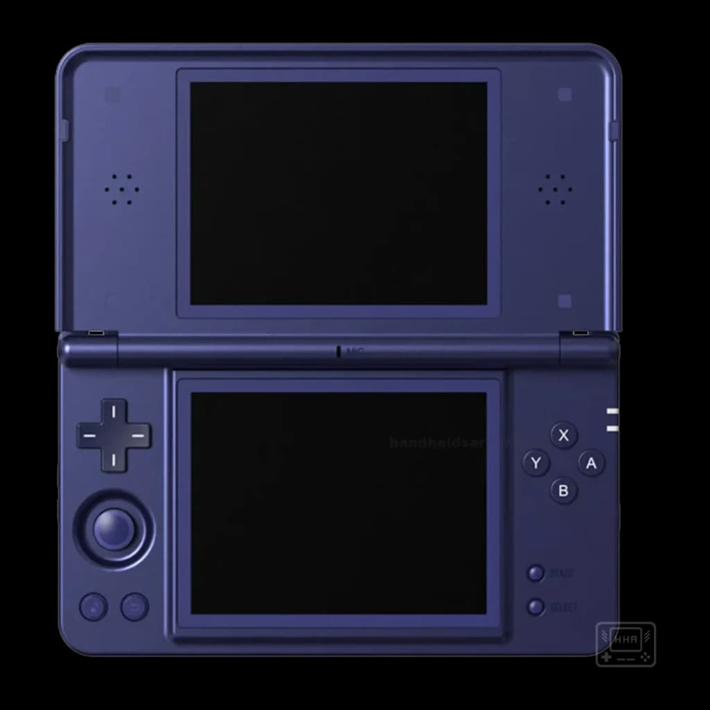 Console portable Anbernic RG DS Plus 16 Go Bleu Double écran 4,3 pouces, face avant: clamshell ouvert, deux écrans, croix