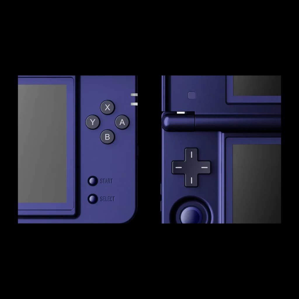Console portable Anbernic RG DS Plus 16 Go Bleu Double écran 4,3 pouces, gros plan: boutons XYAB, Start, Select et croix