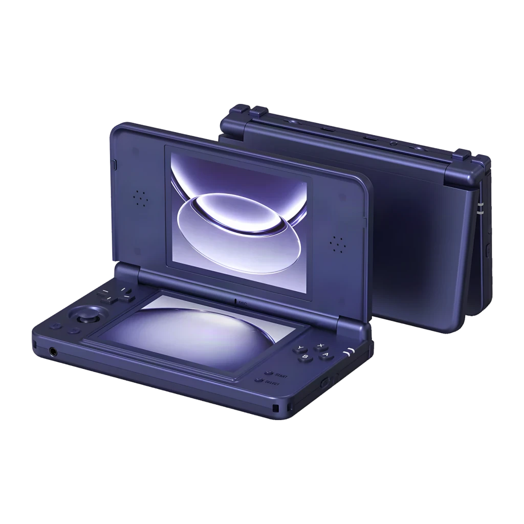 Console portable Anbernic RG DS Plus 16 Go Bleu Double écran 4,3 pouces, vue avant et arrière: deux unités ouvertes