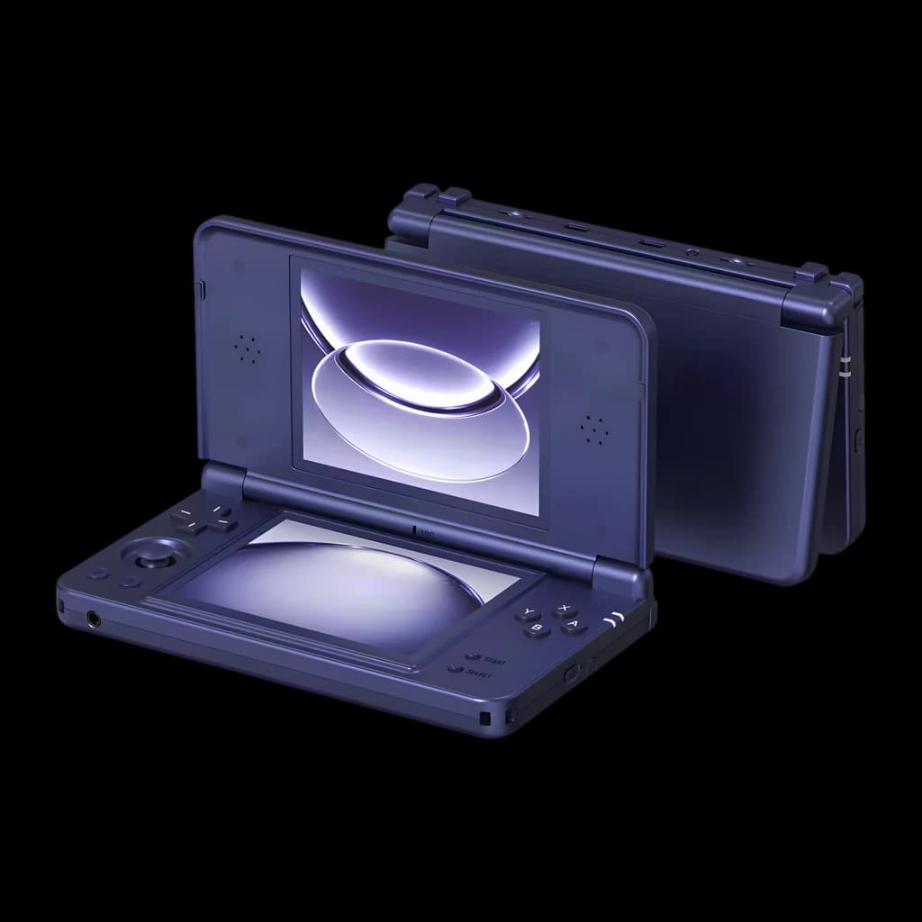 Console portable Anbernic RG DS Plus 16 Go Bleu Double écran 4,3 pouces, vue avant et arrière: deux unités ouvertes