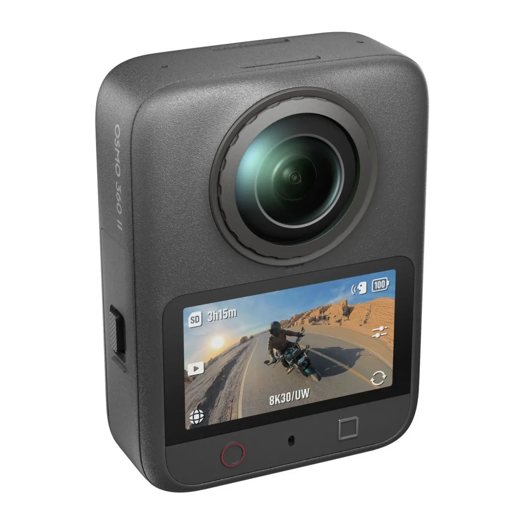 Caméra d'Action 360° DJI Osmo 360 II Standard Combo Noir 8K Ultra HD Étanche 10 m EIS, vue avant en angle: objectif