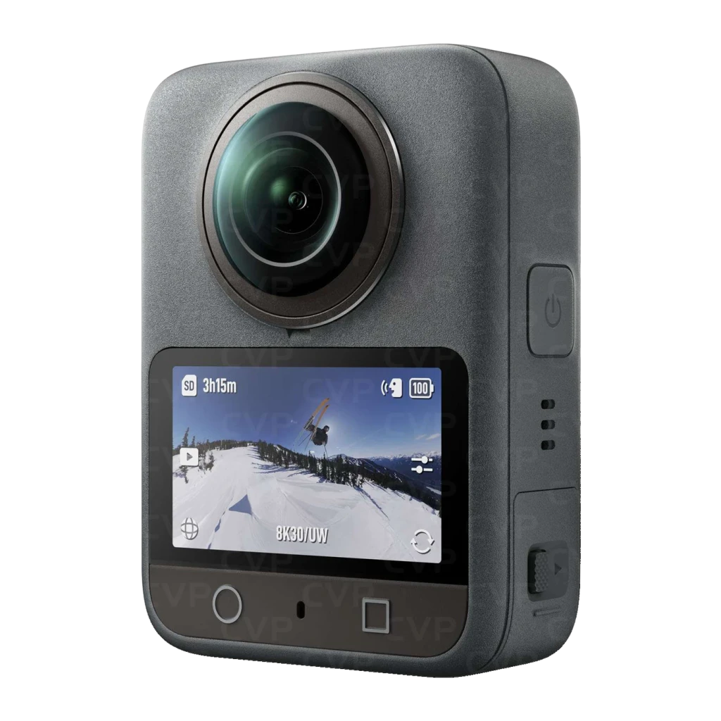 Caméra 360° DJI Osmo 360 II Adventure Combo Noir Étanche 10 m RockSteady 3.0 120MP, vue avant en angle: objectif grand-angle