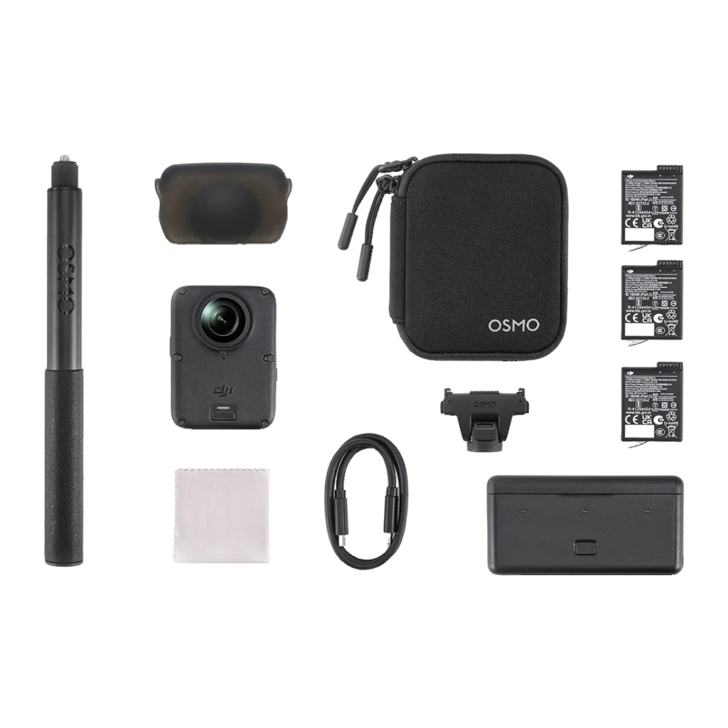Caméra 360° DJI Osmo 360 II Adventure Combo Noir Étanche 10 m RockSteady 3.0 120MP, contenu du combo: caméra, perche Osmo