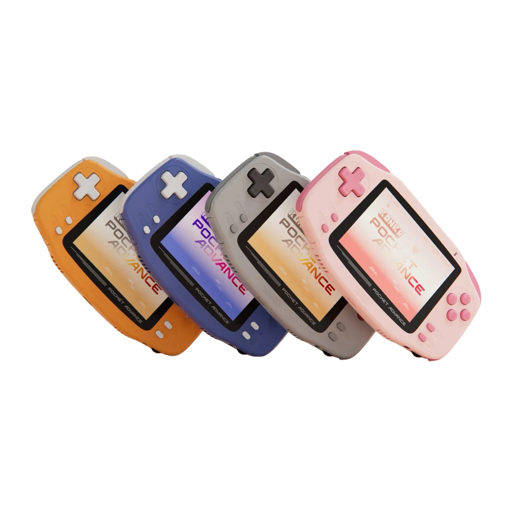 Consola portátil AYANEO KONKR Pocket Advance 4GB/64GB Cinzento Android 12, vista frontal: 4 cores laranja azul cinzento rosa