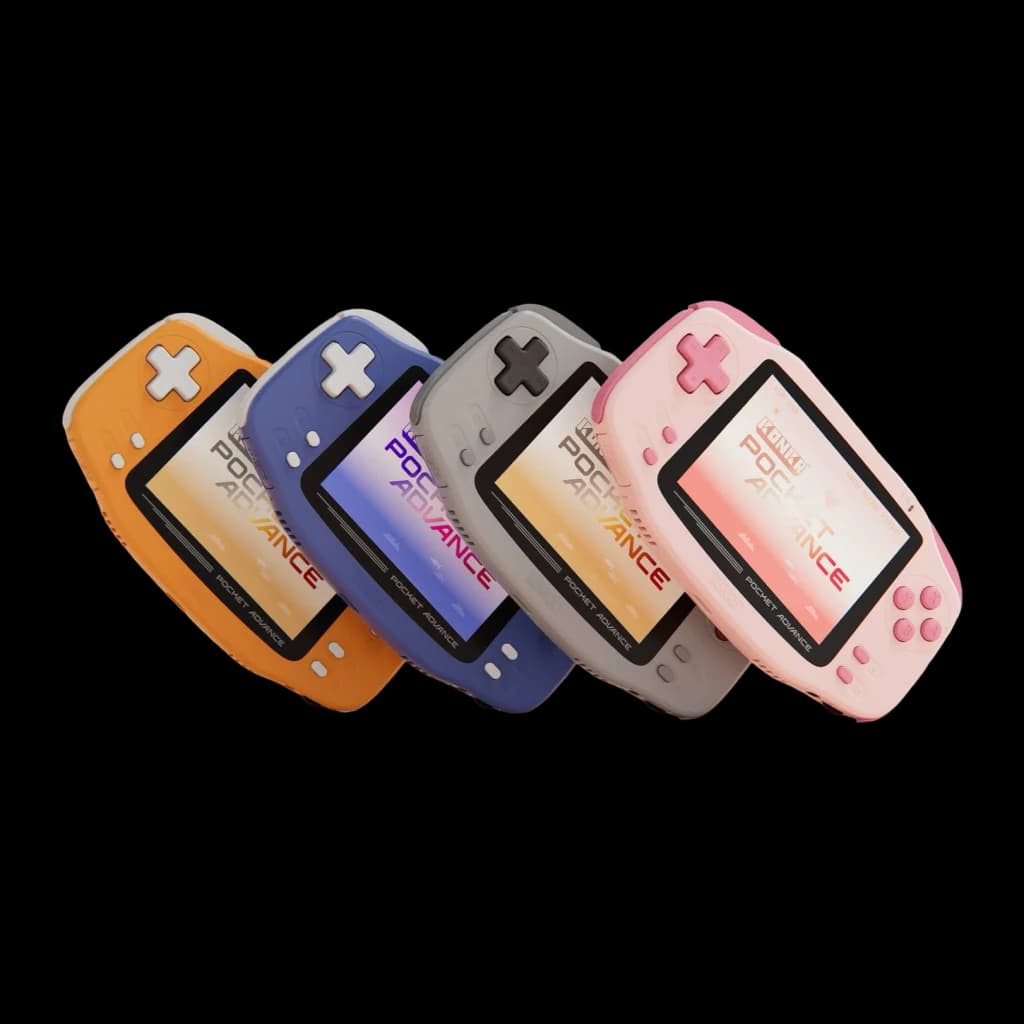 Consola portátil AYANEO KONKR Pocket Advance 4GB/64GB Cinzento Android 12, vista frontal: 4 cores laranja azul cinzento rosa