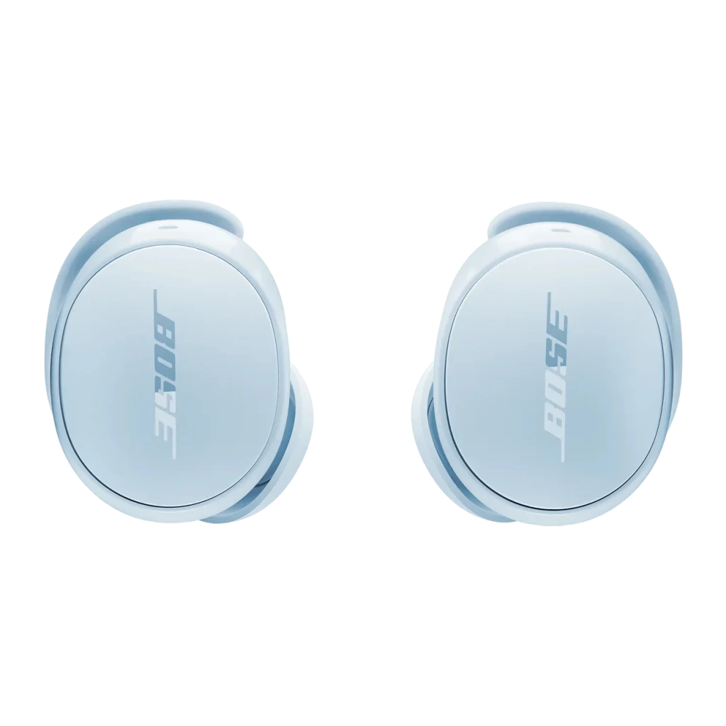 Écouteurs Bose QuietComfort Earbuds Réduction de Bruit TWS Bluetooth 5.3 Bleu Glacier Glace, vue avant: paire d'écouteurs
