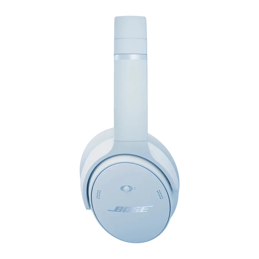Casque Bose QuietComfort Headphones Réduction de Bruit Active Arceau Bleu Glacier Glacé, vue latérale: coque droite