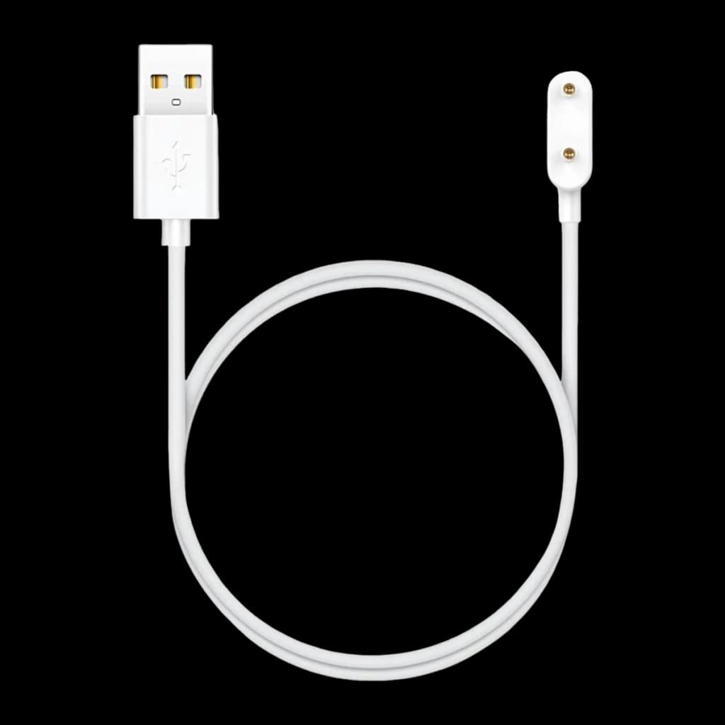 Huawei Cable de carga magnético Watch FIT Blanco, vista frontal: conector USB-A y extremo magnético con pines dorados