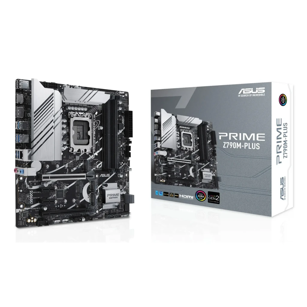 ASUS PRIME Z790M-PLUS DDR5 aluminio negro, principal: placa base y caja de producto juntas, socket LGA1700 y disipadores