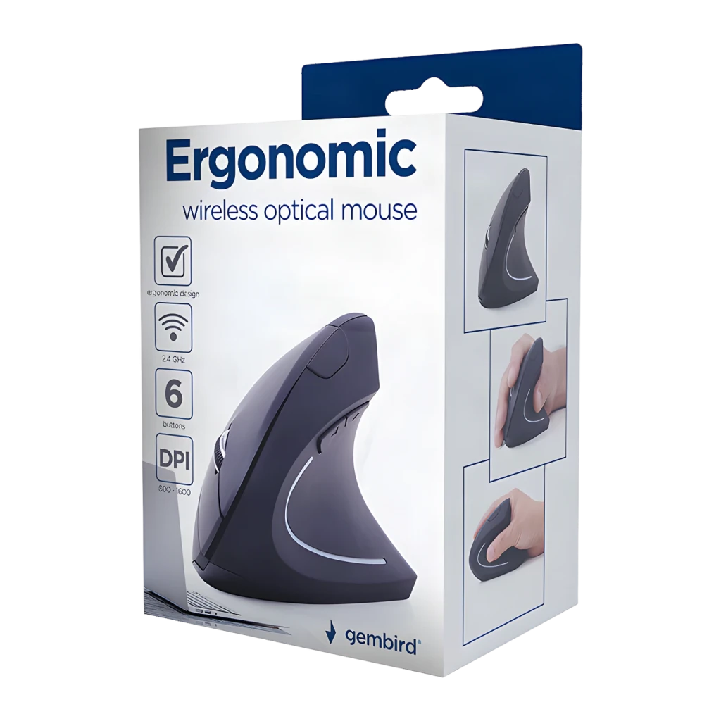 Gembird musw ergo 0 raton ergonomico inalambrico 1600dpi noir - vue 6