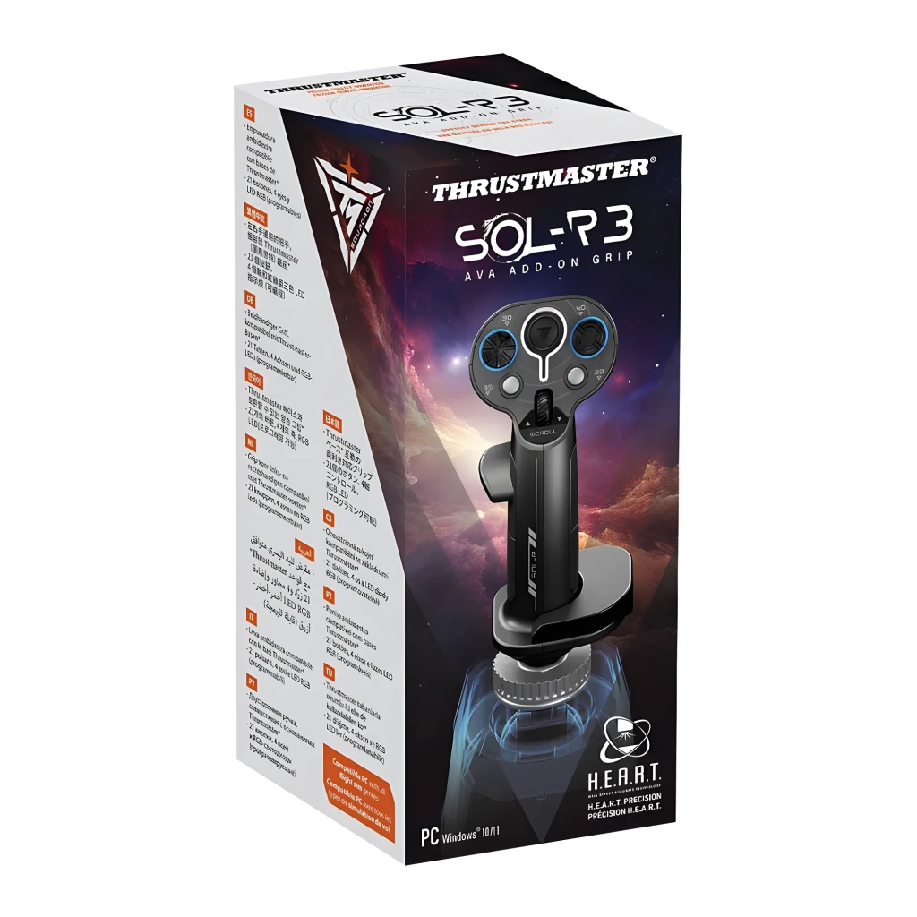 Thrustmaster Sol-R 3 Add-On Grip Preto, caixa: embalagem frontal com grip preto e logótipo H.E.A.R.T visível