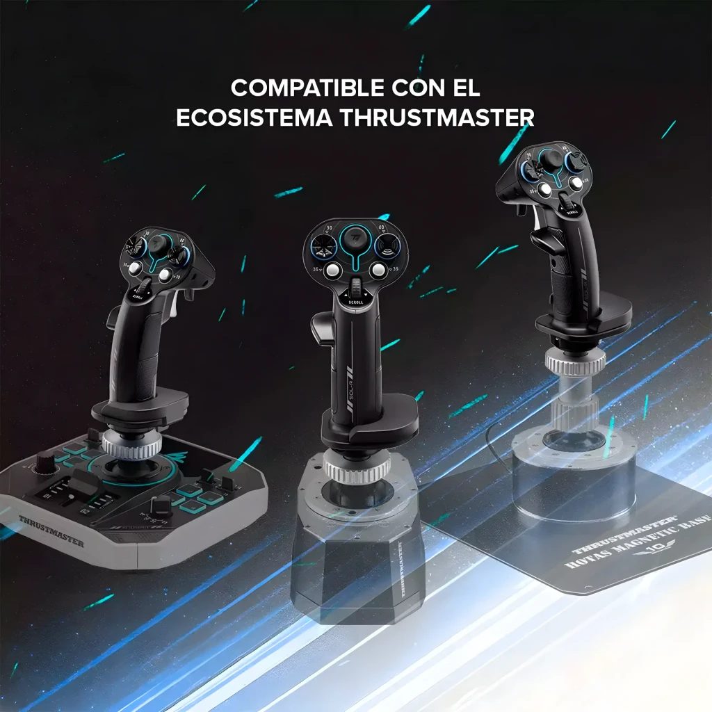 Thrustmaster Sol-R 3 Add-On Grip preto, compatibilidade: três configurações do ecossistema Thrustmaster com iluminação azul