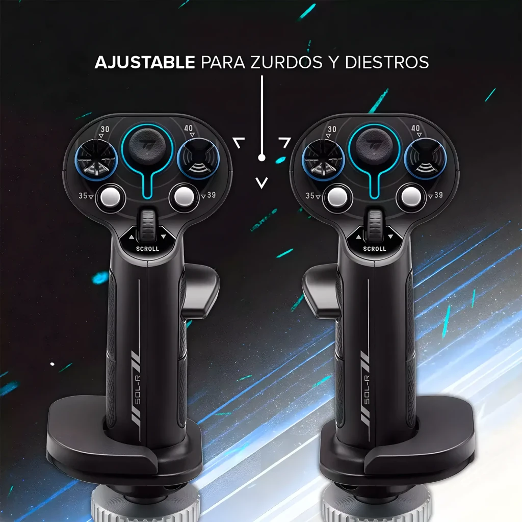 Thrustmaster Sol-R 3 Add-On Grip preto, comparação: duas unidades mostrando configuração para canhotos e destros