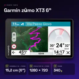 Navigateur GPS Garmin zūmo XT3 6 pouces Noir Batterie Li-Ion - caractéristiques