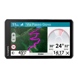 Navigateur GPS Garmin zūmo XT3 6 pouces Noir Batterie Li-Ion, vue de face: écran avec itinéraire moto, carte aérienne