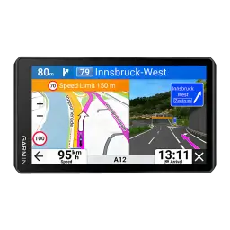 Navigateur GPS Garmin zūmo XT3 6 pouces Noir Batterie Li-Ion, vue avant: écran avec carte et vue réelle de la route