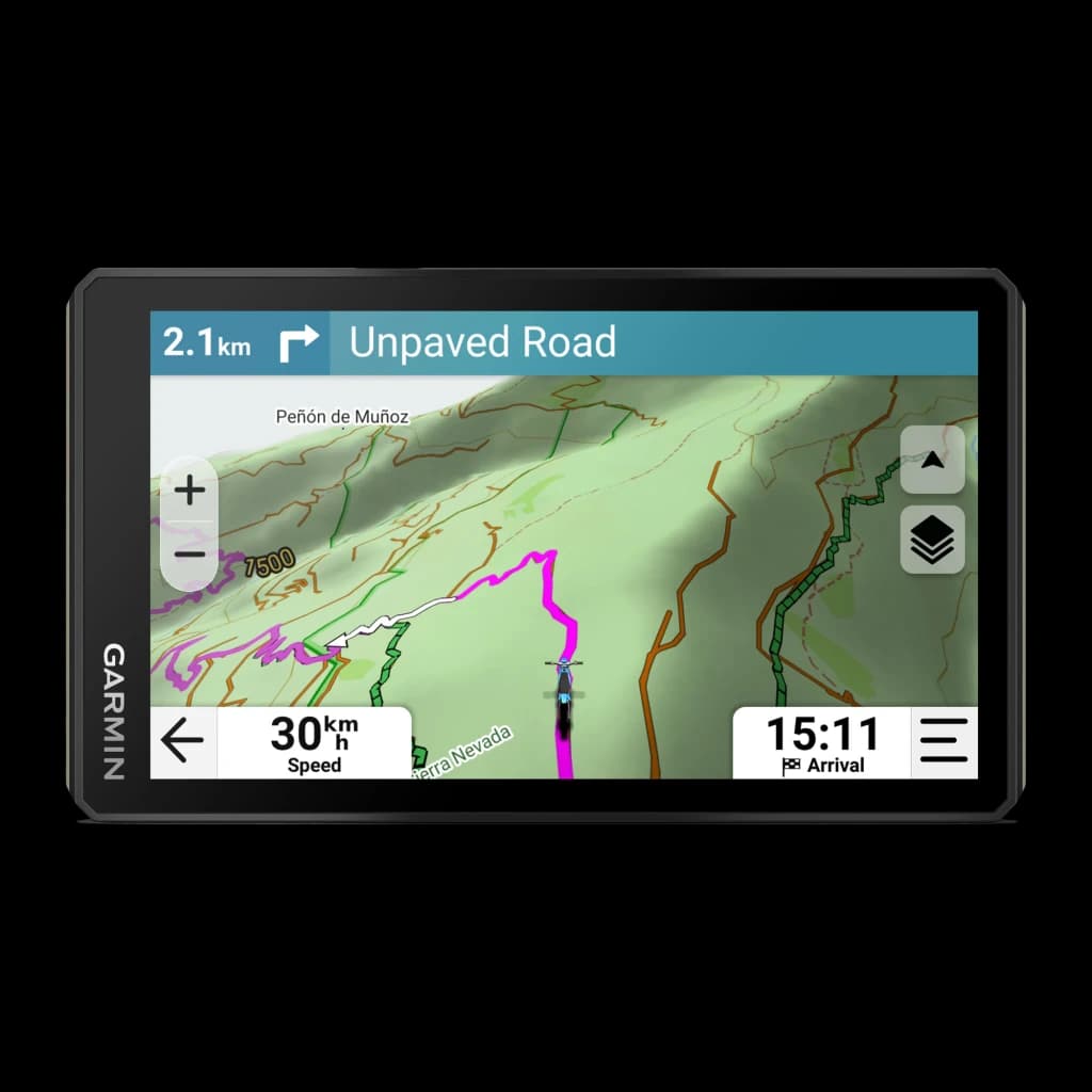 Garmin Tread 2 GPS EMEA 64GB negro, pantalla: mapa todoterreno con ruta en magenta y navegación a pista sin asfaltar