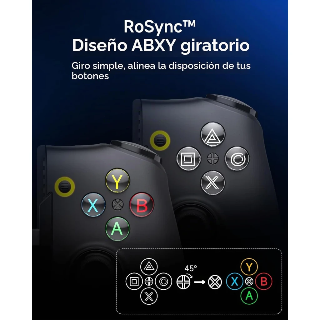 Manette pour mobile EasySMX M20 Noir Filaire USB-C Android / iOS, détail: boutons ABXY rotatifs RoSync disposition Xbox