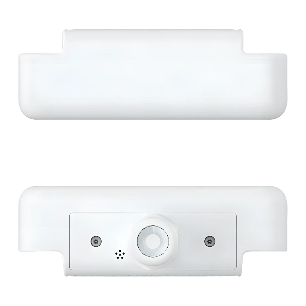 ZTE G51F 5G ODU Router WiFi 7 Blanco, vistas superior e inferior: parte trasera con botón central y altavoz