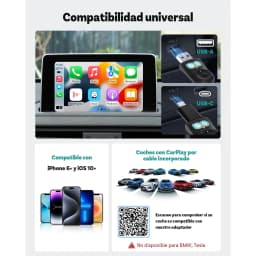 Ottocast Cabin Care iPhone, compatibilidade: portas USB-A e USB-C, ecrã CarPlay no carro, compatível iPhone 6+ iOS 10+