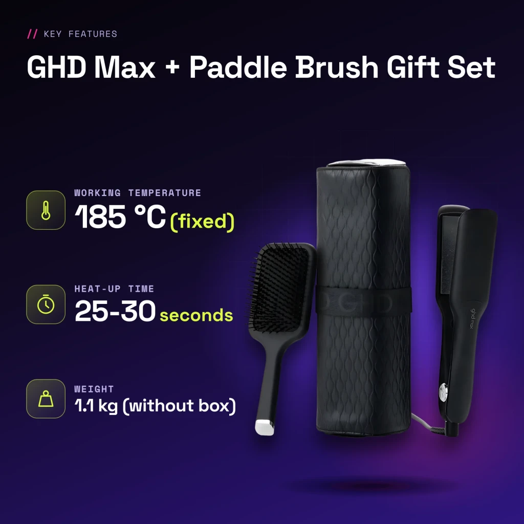 GHD Max + Paddle Brush Gift Set Placas cerâmicas dual-zone - características