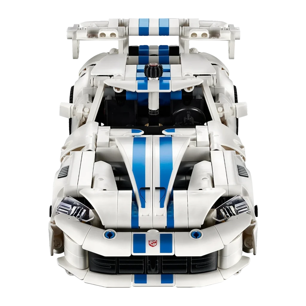 LEGO Technic 42234 Dodge Viper GTS-R blanco - motor V10 con pistones móviles, diferencial, capó abatible y puertas