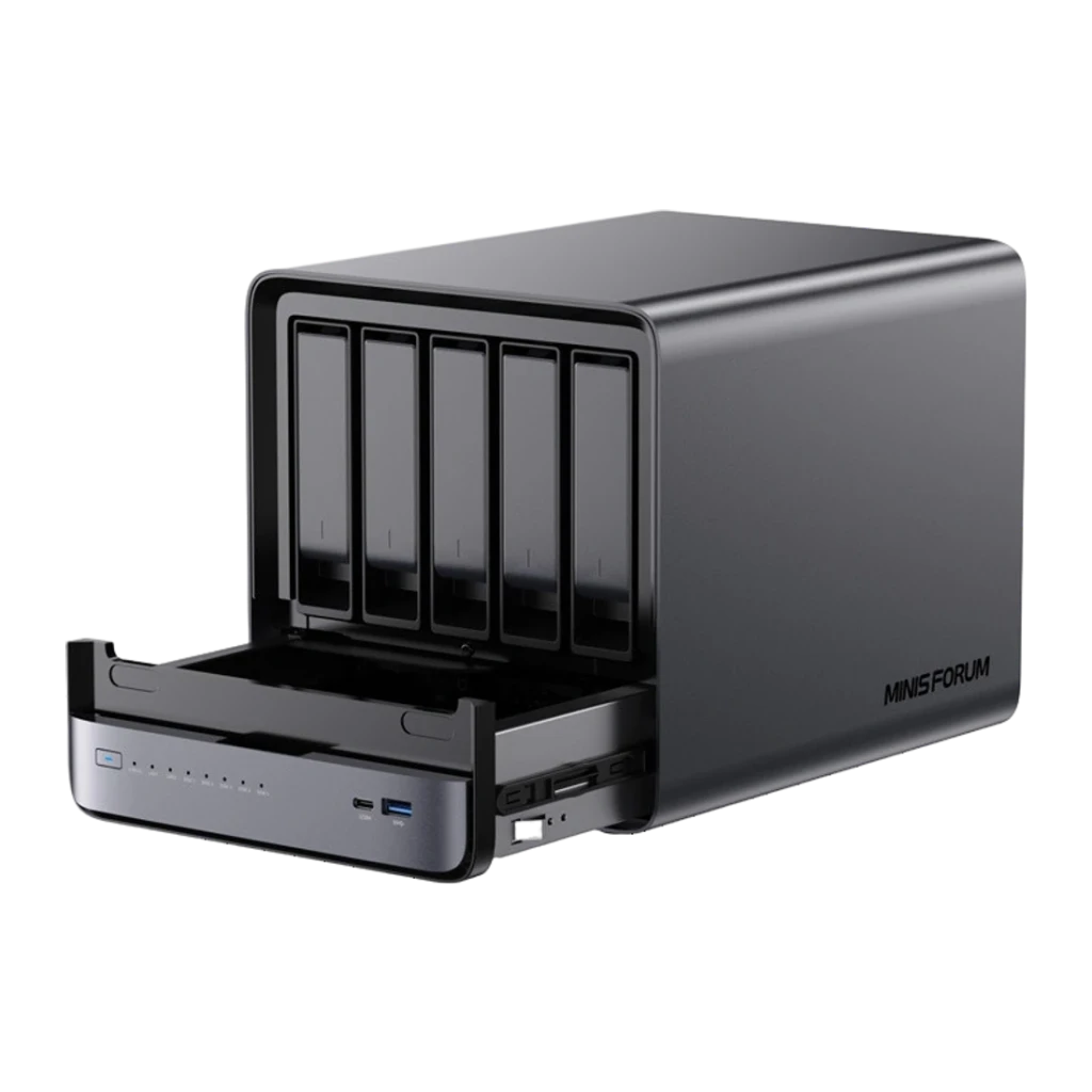 Minisforum Mini PC NAS N5 Pro AMD Ryzen AI 9 HX Pro 370 32+128 GB - vue 2