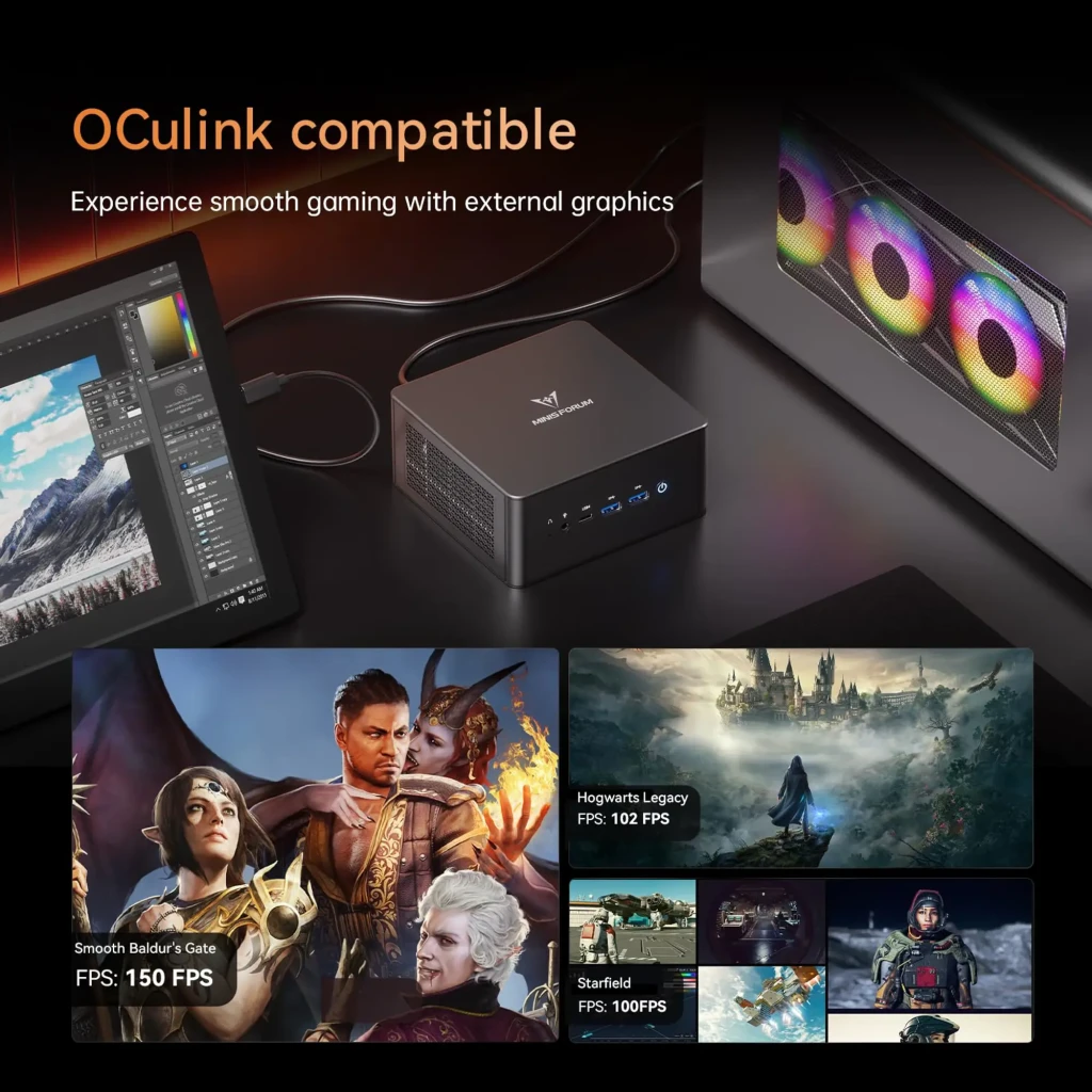 Minisforum Mini PC UM890 Pro Ryzen 9 8945HS Barebone - vue