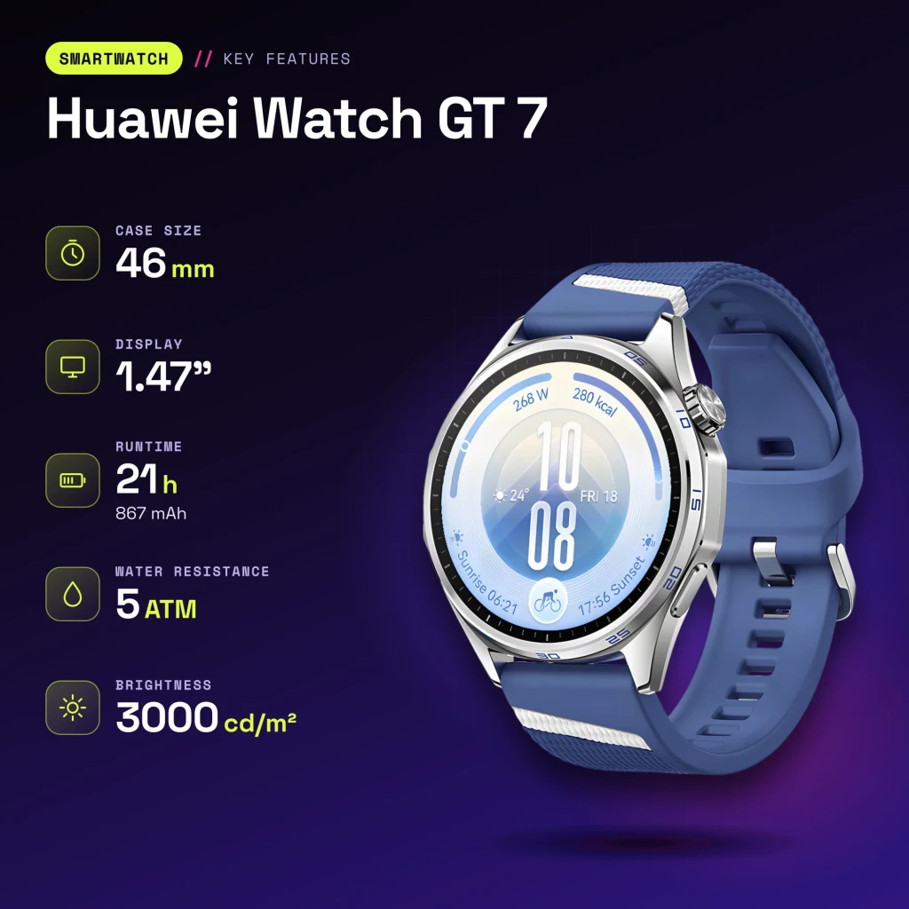 Huawei Watch GT 7 Azul/Branco NFC - características