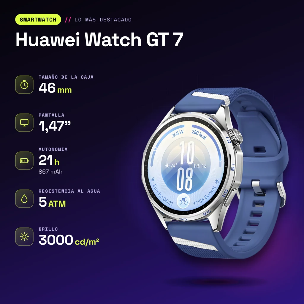 Huawei Watch GT 7 Azul/Branco NFC - características