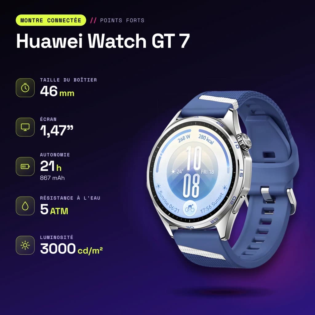 Huawei Watch GT 7 Azul/Branco NFC - características